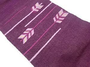 手織り紬金通し矢模様刺繍名古屋帯